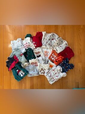 Mixed Baby Bodysuit and Pajama Lot - Red, Green, White, Orange